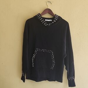 Zara Black Studded Women's Turtleneck Sweater